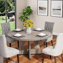 Tribesigns Round Dining Table For 4, 47 Inch Farmhouse Kitchen Table Small Dinner Table Wood Kitchen Dinning Table For Dining Room Kitchen,Living Room - Xám - Xem 4