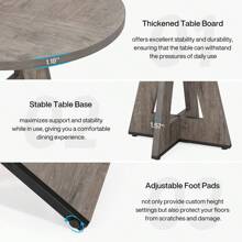 Tribesigns Round Dining Table For 4, 47 Inch Farmhouse Kitchen Table Small Dinner Table Wood Kitchen Dinning Table For Dining Room Kitchen,Living Room - Xám - Xem 8