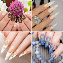 4入組全息蝴蝶美甲貼紙4張（zy35-zy38）,金色蝴蝶美甲貼紙,蝴蝶貼花,膠合激光蝴蝶美甲貼紙,全息金色蝴蝶美甲裝飾,蝴蝶美甲 - 金色 - 查看 6