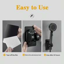 4pcs Set Adjustable Black Shower Head,Black Handheld Shower Head With Hose And Self Adhesive Holder,Multi-Functional High Pressure Shower Head With 5 Functions, Water-Saving Removable Shower Head,Bathroom Sets Full Set, Shower Head - Black - View 11