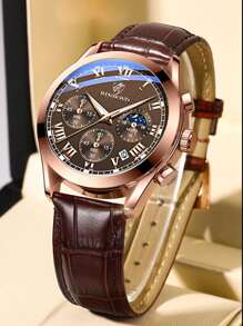 BINBOND BINBOND Men's Quartz Watch Luxury Sports Waterproof Chronograph Luminous Date Men's Watch Business Leather Men's Watch Clock