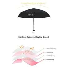 小巧輕便的旅行遮陽傘,防曬uv,適合旅行,輕巧攜帶,適用於戶外太陽和雨傘 - 黑色 - 查看 3