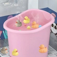 1pack/3pcs Baby Bath Toys - Floating Yellow Ducks Made Of Wheat Straw, Suitable To Attract Babies' Interest In Bathing