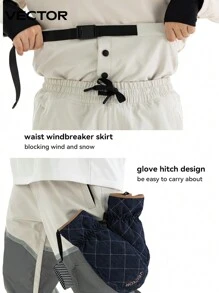 VECTOR MOTION 滑雪服,連帽半拉鍊滑雪外套和褲子,男女合用,防風、防水,具備反光條紋、耐用、透氣、彈性、輕盈、保暖,採用極化雙面絨毛面料,適用於單板和雙板滑雪裝備