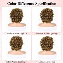 MT33/27 女士卷发假发 女士短卷发假发 带刘海 合成非洲卷发假发 弹性蓬松卷发假发 - 亞麻棕 - 查看 6