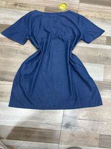 Women Denim Dresses - 中等水洗藍 - 查看 2