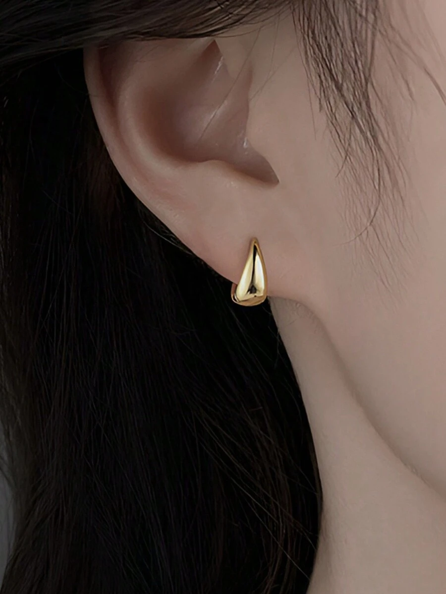 一對S925純銀極簡時髦弧造型粗耳環派對生日首飾類禮品,耀眼夏天配件,日常穿著女士首飾類