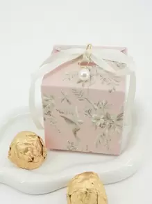 10 pezzi Scatole regalo di carta con design floreale e di uccelli moderni (con perle false e nastro coordinato nei colori), per decorazione di feste, matrimoni, compleanni, eventi in colori verde/viola/champagne/rosso