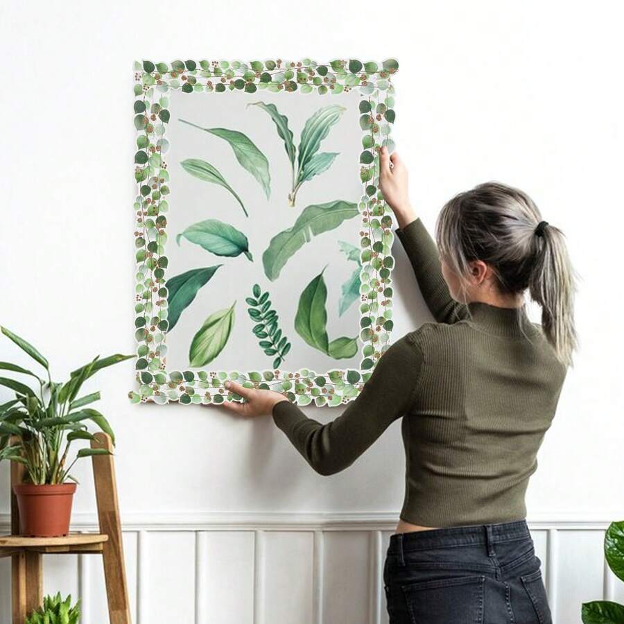 59ft Eucalyptus Border Bulletin Board Classroom Boho Bulletin Wall Decor Trim Border Decor Wall Decals Tropical Leaves Greenery Decoration Green