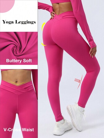 Women's Peach Butt Lifting Cross Patchwork Yoga Sports Fitness Leggings Colanti