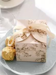 10 pezzi Scatole regalo di carta con design floreale e di uccelli moderni (con perle false e nastro coordinato nei colori), per decorazione di feste, matrimoni, compleanni, eventi in colori verde/viola/champagne/rosso