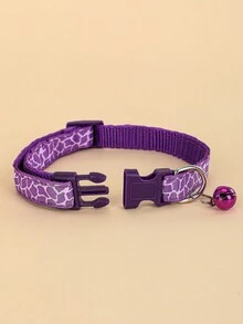 1pc Puppy & Kitten Purple Mesh Design Collar With Bell - Pet Decorative Collar - View 5