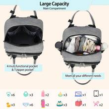 尿布袋背包,多功能嬰兒旅行包,防水尿布袋,媽媽爸爸的嬰兒護理背包 - 灰色 - 查看 5