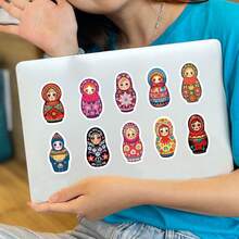 52 件可愛卡通娃娃貼紙,美觀塗鴉乙烯基防水貼紙,適合水瓶、筆記型電腦、手機、滑板、吉他、行李箱、剪貼簿、頭盔、兒童、青少年、成人的剪貼裝飾禮品 - 彩色 - 查看 10