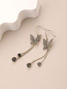 1 对蝴蝶设计流苏耳环全水钻耳钉，送给情侣的礼物 - 蝴蝶型 - 查看 4