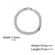 1 Miếng Không giới tính 3~10mm Rộng Thép không gỉ Chuỗi vòng tay , Hip Hop Cô gái Goth hiện đại Phụ kiện trang sức , Sinh nhật/ Liên hoan Qủa tặng Cho bạn trai Hoặc Bạn gái - Bạc - Xem 21