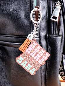 1個mama字樣亮片鑰匙扣,豹紋流蘇钥匙链母親節禮物,轉換手袋、背包、汽車鑰匙,女士mama吊飾手袋配件,送給母親的愛心禮物,情人節鑰匙扣吊墜 - 彩色 - 查看 3