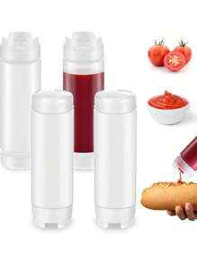 廚房便利工具雙面沙拉醬和蕃茄醬瓶 - 白色 - 查看 2