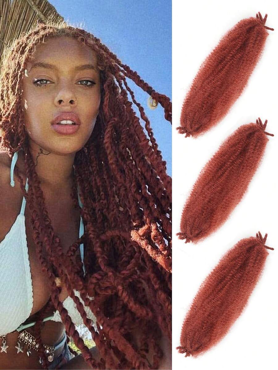 Afro   Xoắn Tóc Lập dị Xoắn Bím tóc Tóc Mềm mại Sợi tổng hợp Móc sự thêu Đối với Đau khổ Mùa Xuân Xoắn Nối tóc - Rỉ Nâu - Xem 1