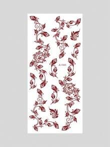 2 Sheet Flower Henna Tattoo Sticker Maroon Waterproof Hand Tattoo For Women Party Decals - Brown - View 3