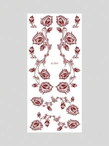 2 Sheet Flower Henna Tattoo Sticker Maroon Waterproof Hand Tattoo For Women Party Decals - Brown - View 2