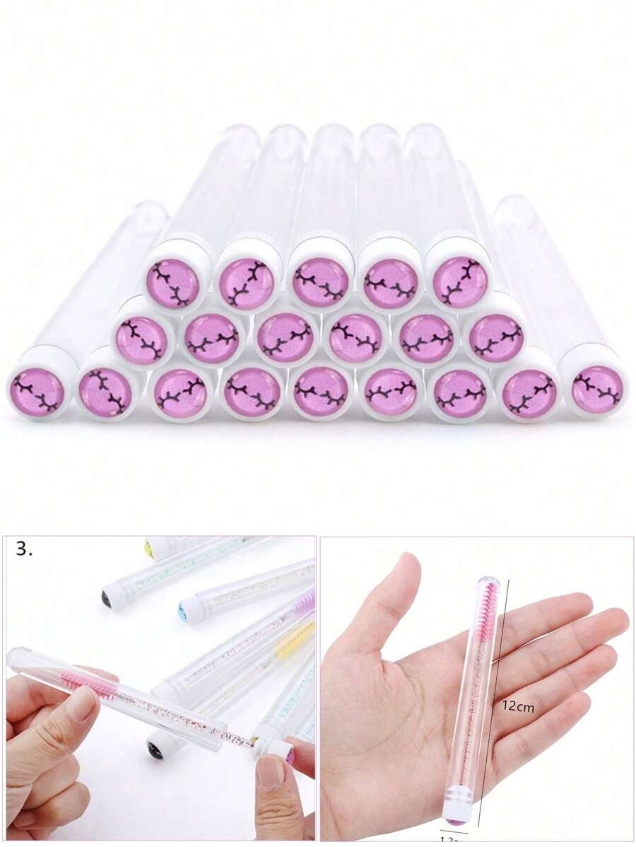 HMQ beauty 20入組塑料化妝刷容器與可重複使用的睫毛延伸器,適用於眉毛和眼睫毛