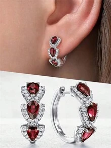 1 Pair Fashion Cubic Zirconia Hoop Earrings For Women For Wedding Anniversary Engagement Party Jewelry Valentine's Day Gift,Mom,Mother,Mother's Day,Gift