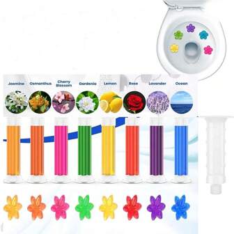 Toilet Bowl Gel Stamp Set With Different Colors And Fragrances, Toilet Cleaner, Air Freshener, And Toilet Flower