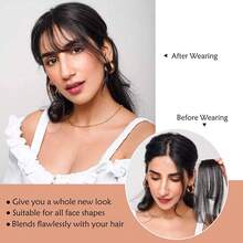 1pc Bangs Hair Clip In Bangs For Girls Synthetic Clip In Air Extensions For Daily Use Hair Accessories - Black - View 3