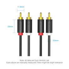 Vention Rca音頻線 2公尺 To 2公尺 Rca 音訊線 為電視cd播放器dvd播放器功放器提供rca音頻線 - 黑色 - 查看 10