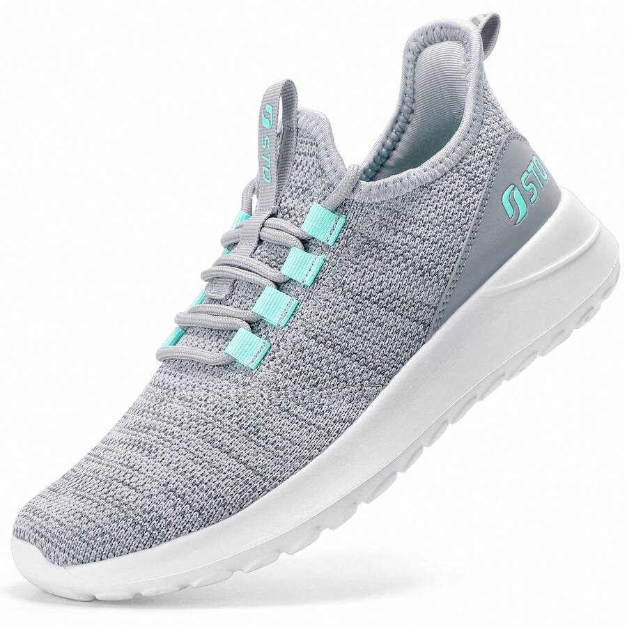 STQ Tennis Shoes Womens Slip On Walking Sneakers With Arch Support - 灰青色 - 查看 1