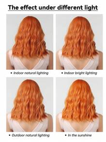 渐变金色短波浪 Cosplay Lolita 假发，带刘海，浅铂金鲍勃，耐热合成假发，适合女性日常派对假发（请注意佩戴和护理方式，由于拍摄时的光线和角度，实际产品可能与图像有轻微的颜色差异。） - 橘色 - 查看 9