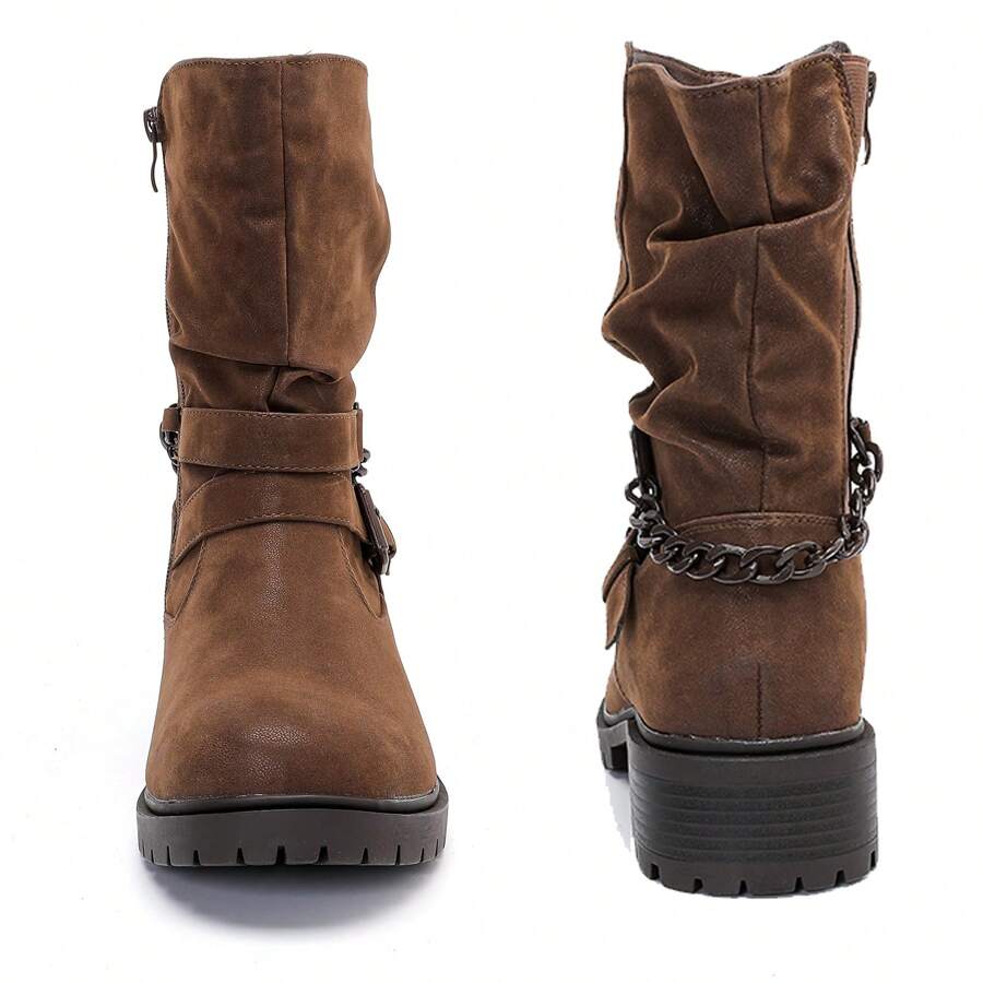 Women's Wide Width Combat Boots Extra Wide Width Low Heel Side Zipper