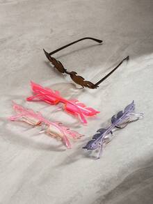 4pcs Stylish Flame Design Photo Prop Fashion Glasses For Men And Women - Multicolor - View 3