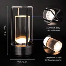 WeiSpecia 適用於室內/室外的便攜式金屬檯燈,可充電無線 Led 燈,3 色無限調光電池供電小檯燈,餐廳/臥室/酒吧/咖啡廳/露營燈 - 黑色 - 查看 6