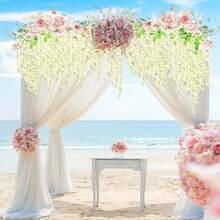 12Pcs Planta Artificial Colgante Wisteria, Artificial Wisteria Flores Guirnalda Plantas Plantas Artificial Decoración Hojas de Follaje Falsas Planta de Vid Colgante para el Hogar Decoración - Blanco - Ver 4