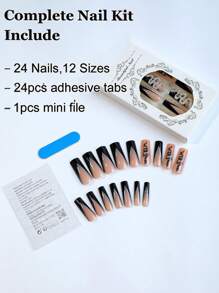 Nâng cấp vẻ ngoài của bạn với 24 chiếc Bộ móng tay giả in hình rắn vuông dài - Nhiều màu - Xem 2