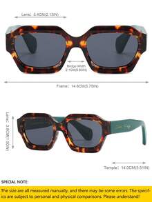 SHEEN KELLY 1pc Men's Tortoiseshell Geometric Square Thick Frame Fashion Glasses, Classic Stylish Glasses, Suitable For Outdoor Travel, Daily Wear, Gift, Boyfriend Gift - Dark Green - View 3