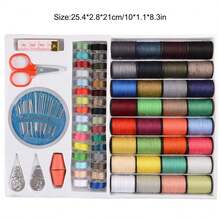 Un Conjunto De Hilo De Máquina De Coser Colorido (64 Rollos) 25,4 * 2,8 * 21 Cm, Kit De Costura Portátil Para Guardar Ropa, Kit De Costura Práctico Para El Hogar, Hilo De Coser A Mano, Hilo De Coser Multifuncional, Hilo De Bloqueo - Multicolor - Ver 9