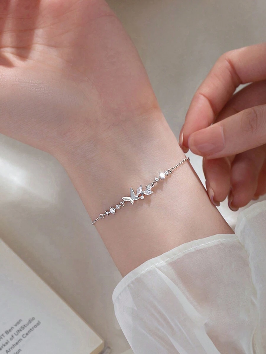 FOREVER QUEEN Brățară fluture din argint S925 Bijuterii cu lanț de modă de vară Cadouri pentru femei, fete, nuntă, logodnă, bijuterii de mireasă