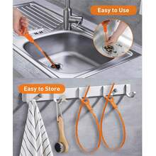 1pc Drain Toilet Plunger With Hook For Hair Clogs Cleaning Tool - Orange - View 4