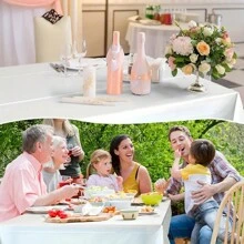 1 tấm khăn trải bàn bằng nhựa dùng một lần, khăn trải bàn hình chữ nhật, dùng trong nhà và ngoài trời, tiệc cưới, sinh nhật, tiệc tốt nghiệp, ngày lễ tình nhân, trang trí bàn ăn nhà bếp, 54 X 108 inch / 52 X 72 inch - trắng - Xem 5