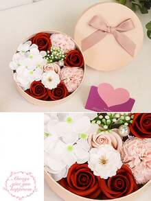 1pc Valentine'S Day Soap Flower Gift Box, Romantic Festival Soap Gift Set - Red - View 3