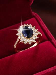 1 件奢華向日葵設計時尚女銅戒指 - 彩色 - 查看 11