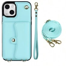 AWQUER Crossbody Wallet Back Case Compatible With IPhone 15 14 Plus 13 12 Mini 11 Pro Max 8 7 Plus SE 5G 2020 2022 With Hand Strap, PU Leather With Credit Card Slots Holder Kickstand Shockproof Phone Cover - Blue - View 19