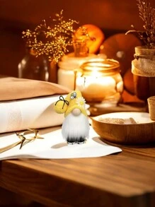 1pc Gnome Plaid Sunflower Gabardine Doll,Nordic Gnome Land Faceless Doll Figurine Home Desk Ornament Decor Farmhouse Ornaments - Yellow - View 8