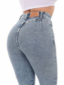 Women Jeans - 淺色水洗藍 - 查看 4