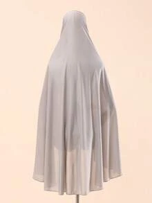 1pc Hooded  Style Solid Color Fashionable Batwing Abaya Dress With Big Hem - Multicolor - View 3
