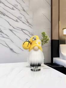 1pc Gnome Plaid Sunflower Gabardine Doll,Nordic Gnome Land Faceless Doll Figurine Home Desk Ornament Decor Farmhouse Ornaments - Yellow - View 5