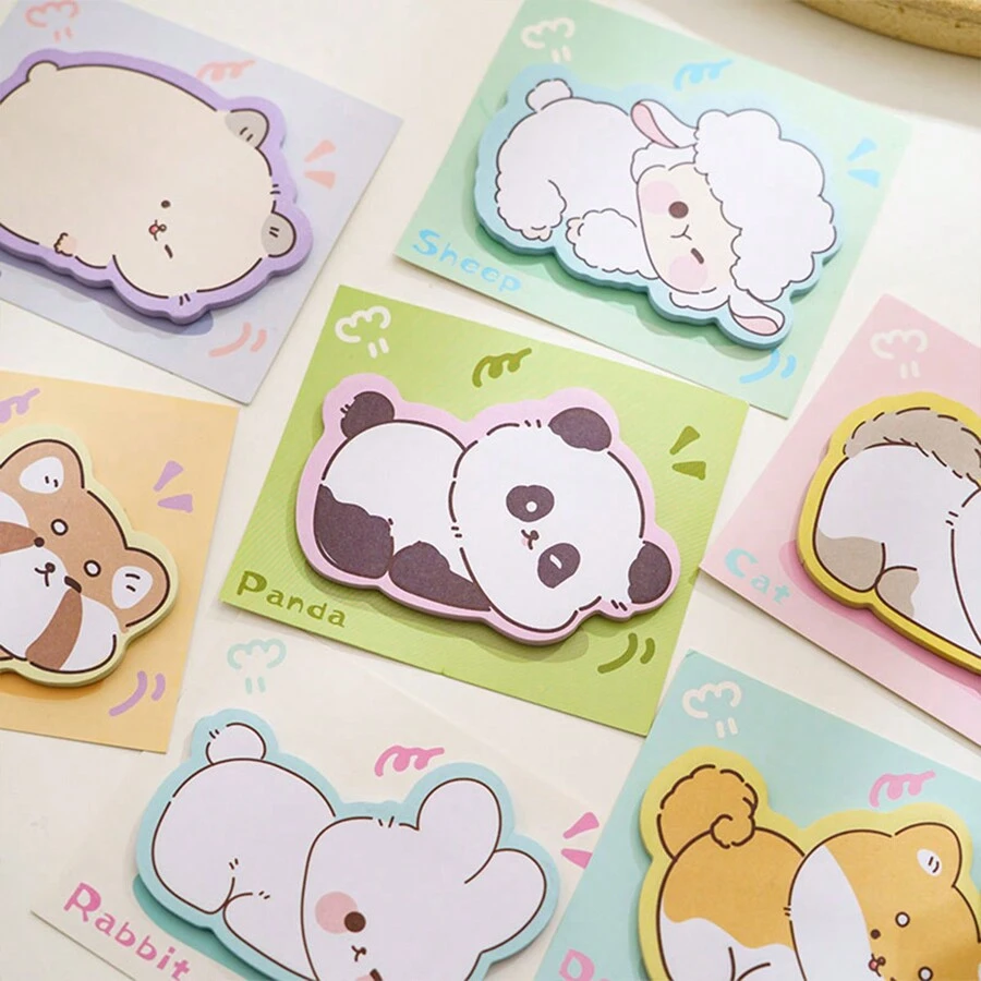 30張/包可愛動物造型便條紙,卡通便條紙具有很高的黏度,方便留言和重複貼 - 彩色 - 查看 1